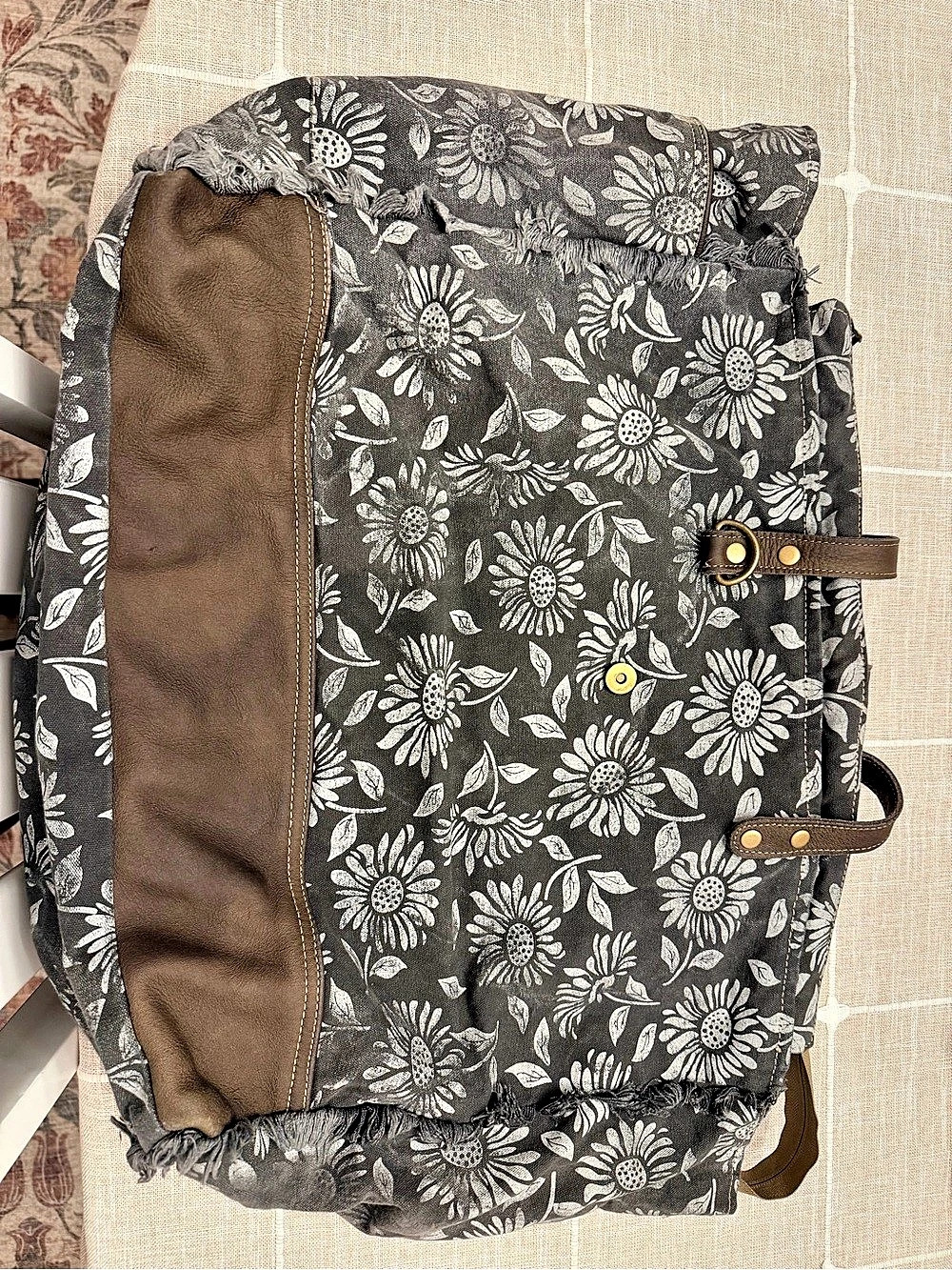 Myra sunflower canvas weekender bag